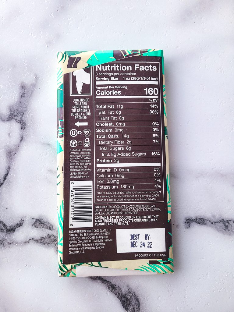 es chocolate nutrition facts