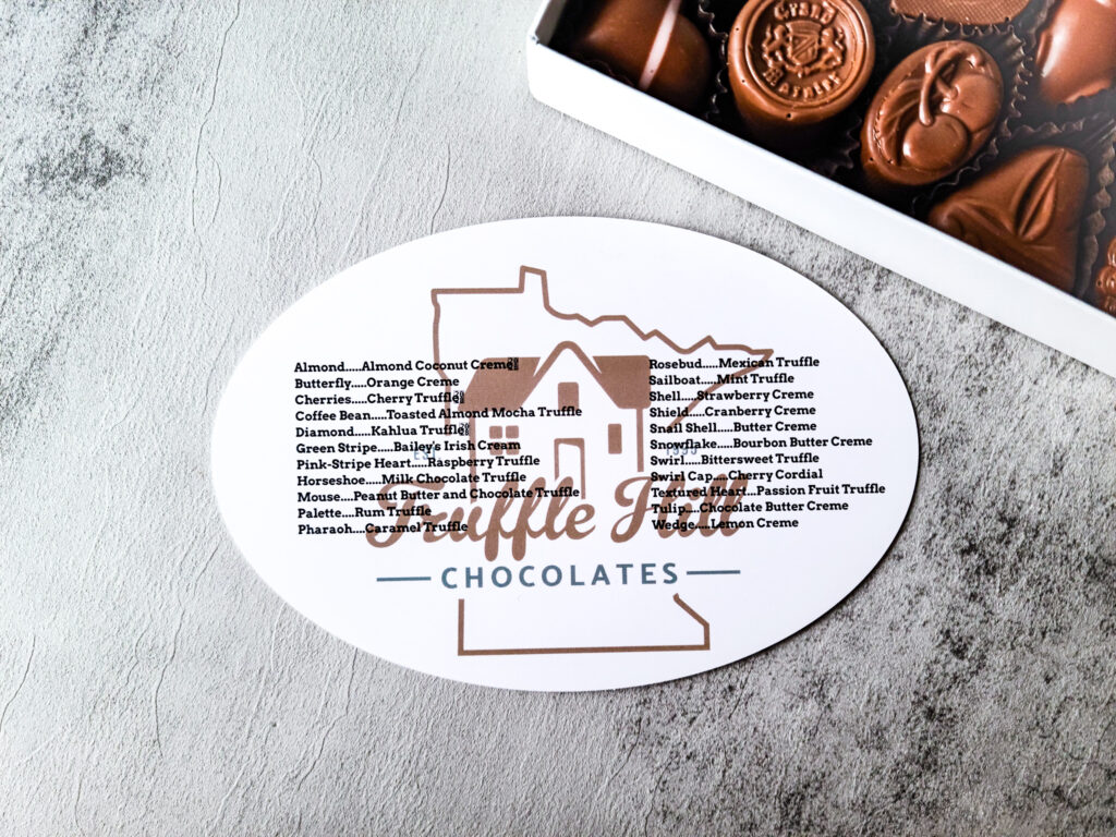 truffle hill chocolate shapes and corresponding flavors
